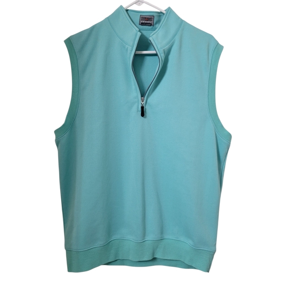 Fennec  Size M Aqua Blue Sleeveless Pullover Performance Golf Vest 1/4 Zip